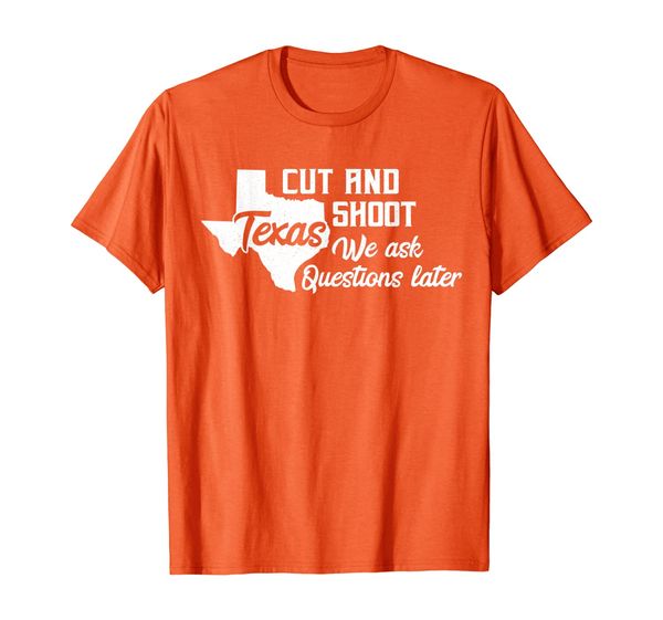 

cut and shoot, texas... ask questions later tshirt, White;black