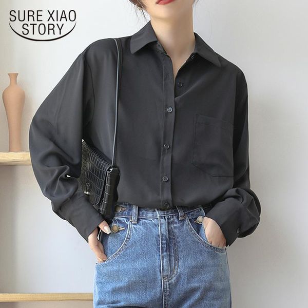

women's blouses & shirts spring fashion button up satin silk shirt y2k vintage blouse women white lady long sleeves female loose street
