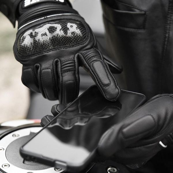 

cycling gloves sheepskin leather glove autumn winter warm touch screen full finger black motorbike bicycle accessorie