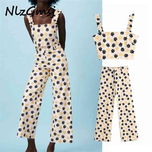 

two piece set women blouse+pant fashion floral print crop shirt and trousers for summer sets 04 210628, White