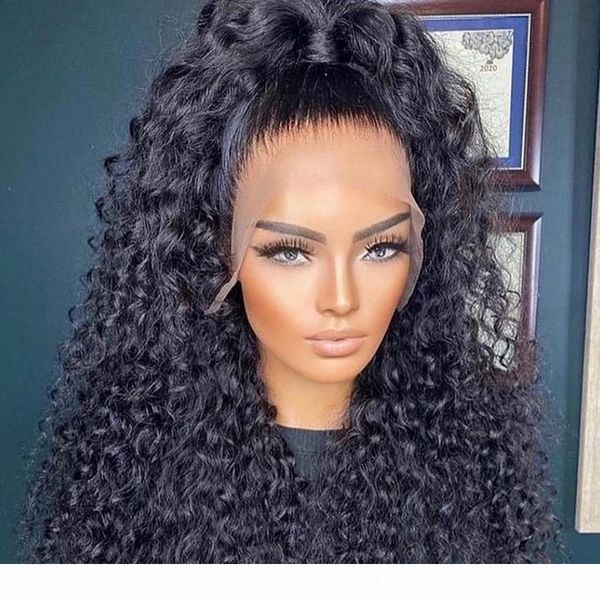 

13x4 lace front human hair wigs pre plucked brazilian deep wave 28 30 inch lace frontal wig for black women hd full, Black;brown