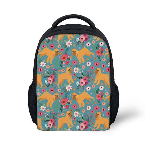 Sacos da escola Meninas Mochila pequena para crianças Kindergarten Schoolbag Bruxelas Griffon Design Bag Ombro Softback