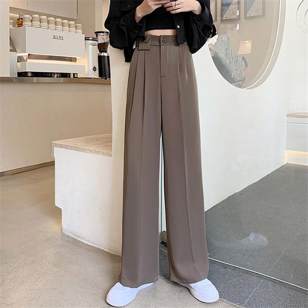 

women's pants & capris alien kitty korean button pleated wide leg solid drawstring women sport 2021 chic autumn fashion minimalist casu, Black;white