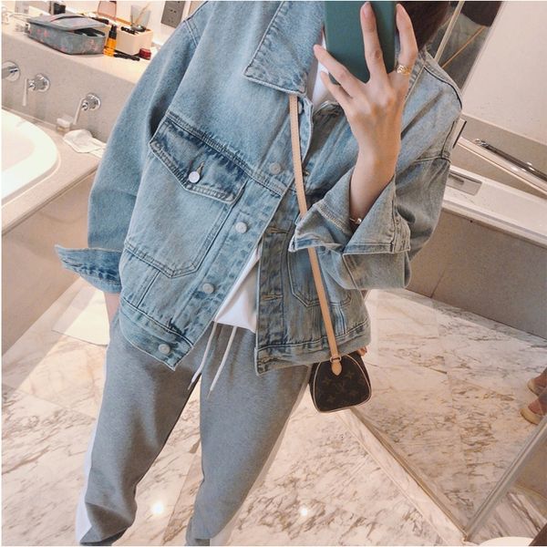 

women's jackets jean jacket, women's coat, casual crop with pockets, long sleeve, autumn 948b, Black;brown