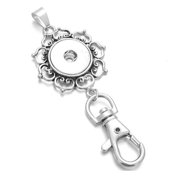 Portachiavi Torce a scatto Gioielli 18mm Metallo Scava Fuori Fiore Bottone a pressione Portachiavi Portachiavi Ciondolo Layard per le donne Gi jllslV