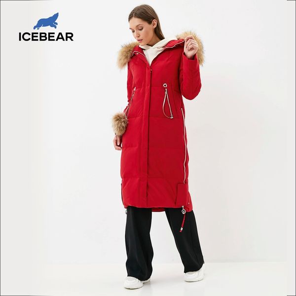 

icebear winter women's coat woman jacket with fur collar windproof and warm parka fashion women's clothing gwd20263d 201014, Black