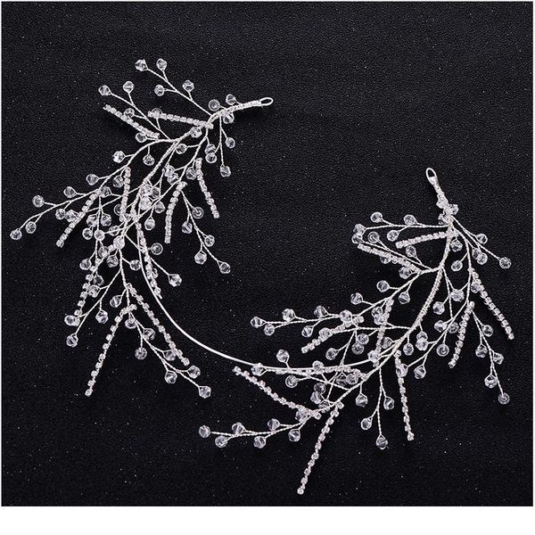 

trendy silver color headdress wedding crystal hair accessories rhinestone headband bridal hair ornaments headband handma qylvlo