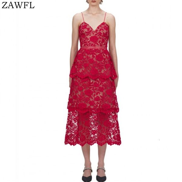 

casual dresses woman party night hollow out v neck backless strapless midi red ladies cake lace christmas dress zv20, Black;gray