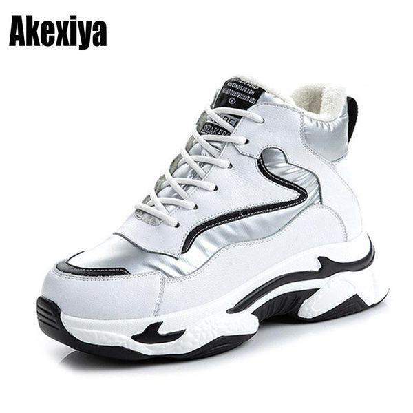 

boots women genuine leather sport ankle high heel laced platform comfortable sneakers comfy shoes for woman bc2769, Black