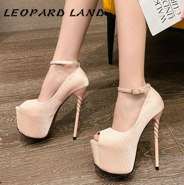 

sandals leopard land 2021 high heel shoes women's size 35 to 41 peep toe waterproof platform heels single -8518-2, Black