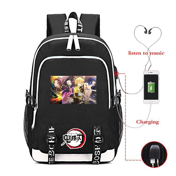 

backpack fashion demon slayer school backpacks boys large capacity bookbag student book bags teens daily knapsack mens travel bag mochila