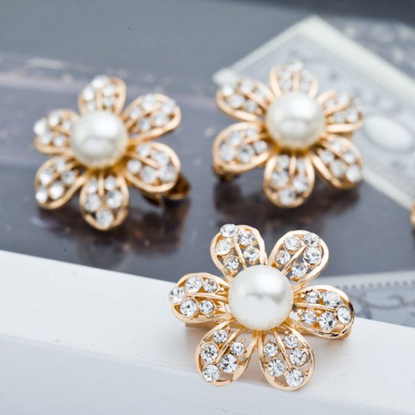 

whole 12pcs /lot mixed color brooches crystal muslim muslim women safety classic scarf flower hijab pins, Gray