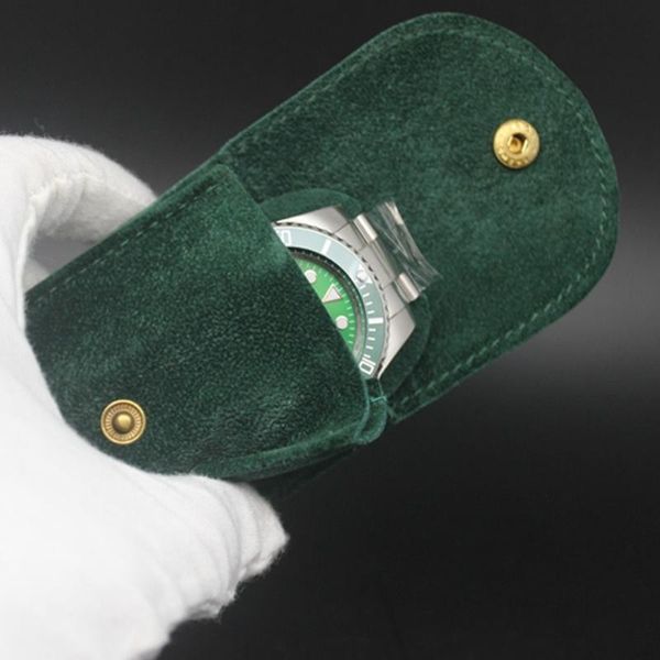 

wristwatches slipper green watch bag original protective pocket flannel pouch for watches pockets storage bags gmt 116610, Slivery;brown