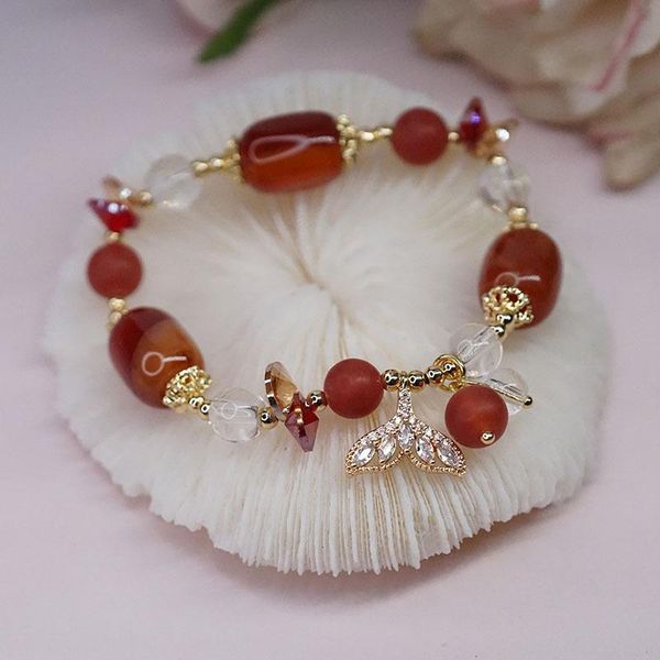 

bangle fishtail fashion agate natural stone bracelets women jewelry, Black