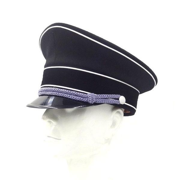 

wide brim hats wwii german luftwaffe fallshirmjager elite officer wool hat visor cap black m  xl xxl, Blue;gray