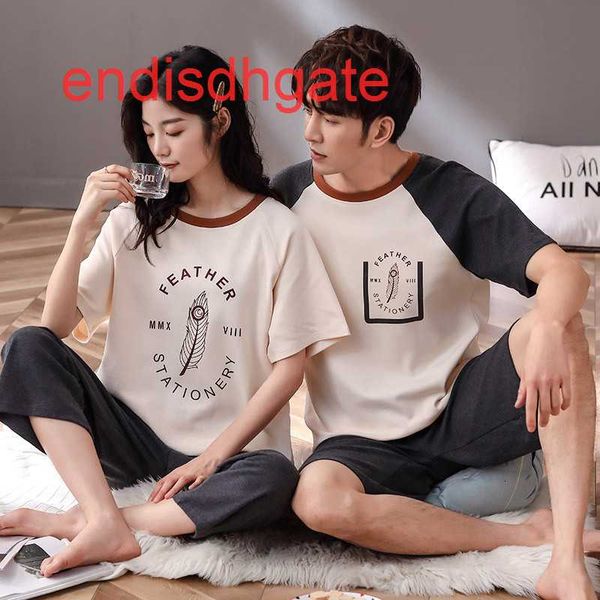 

for 2021 summer new lovers pure cotton pajamas, Black;white