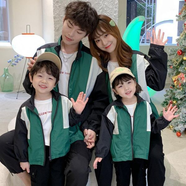 

spring parent-child wear mother and daughter casual sports jacket, Blue