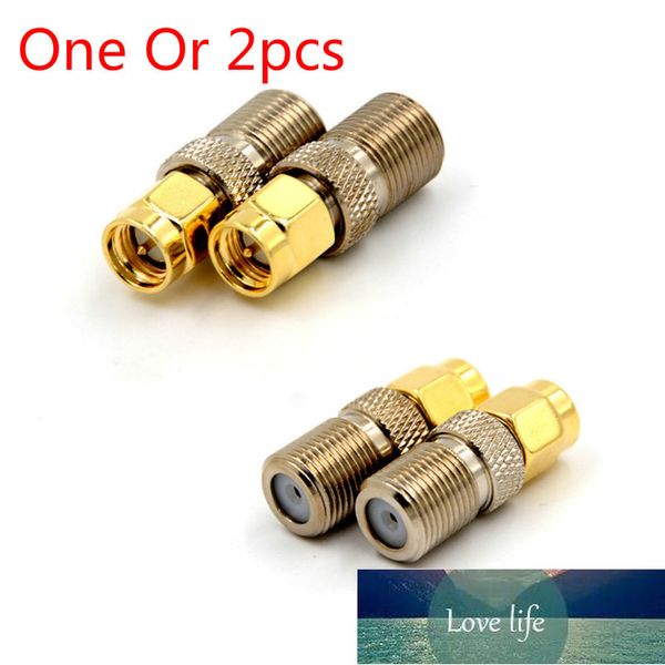 Um ou 2pcs F Digite Jack Feminino para SMA Macho Plug Reta RF Adaptador Coaxial F Conector para SMA Conversor Tom de Ouro Preço de Fábrica Especialista Qualidade Mais Recente Estilo