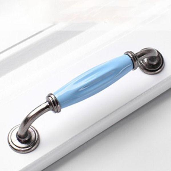 

5'' bule ceramic handles kitchen cabinet pull handle knobs drawer knobs handles dresser handles knobs decorative hardware