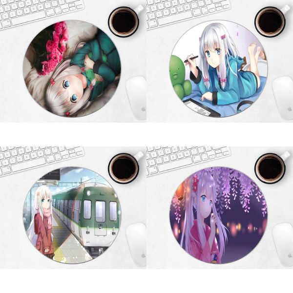 

mouse pads & wrist rests anime sagiri izumi kawaii 22x22cm round pad mats desk mat non-slip surface for the gamer pc laptop