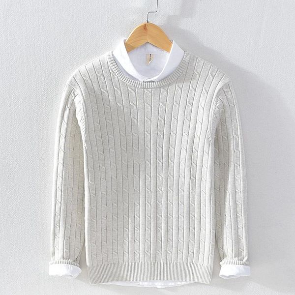 

men's sweaters round neck twist solid color sweater in 2021, White;black