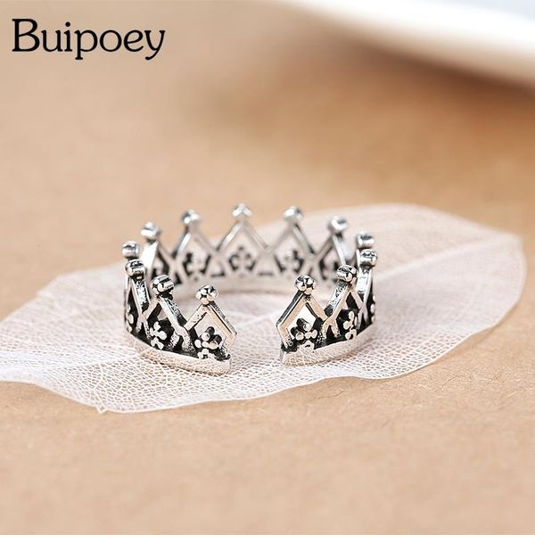 

wedding rings buipoey vintage silver color copper princess crown male femalecouple opening adjustable charm brands jewelry, Slivery;golden