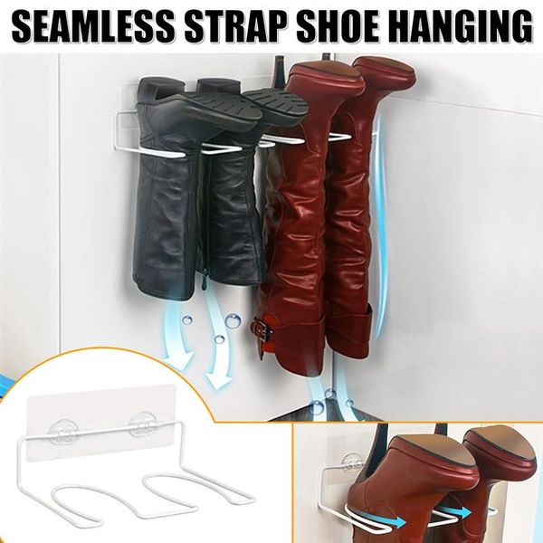 

wall mounted shoe boots rack self-adhesive shoes hanger slippers storage rack shelf shoe hanging holder bathroom organizer