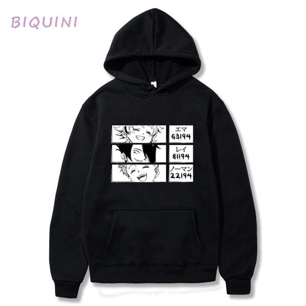 

women's hoodies & sweatshirts the promised neverland sweatshirt women harajuku japanese anime streetwear emma norman ray graphic hooded, Black