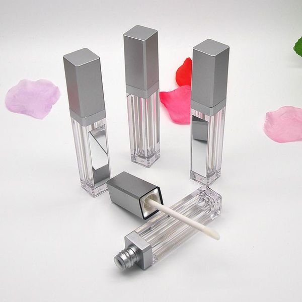

storage bottles & jars 50/100pcs 20pcs 7ml silver square empty lipstick lip gloss tubes with led light clear cosmestic packaging container m