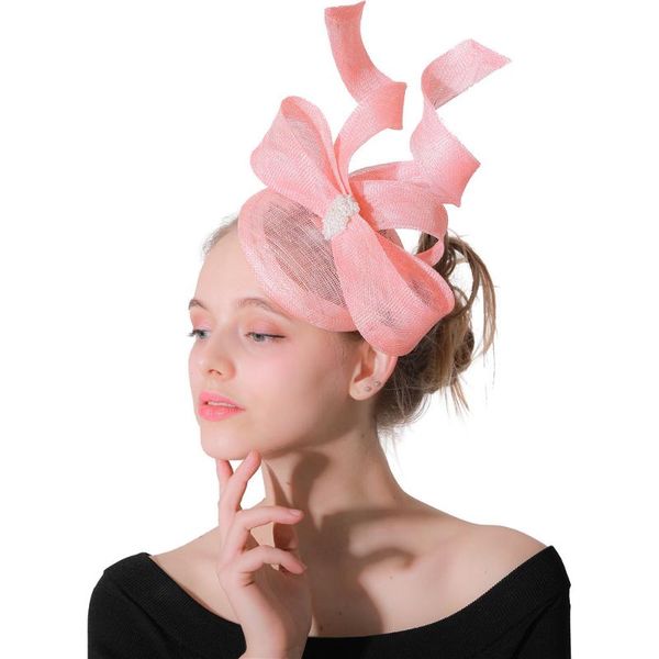 

hair accessories sinamay big bow millinery fascinators women party tea hat bridal married elegant chapeau fashion pink headbands