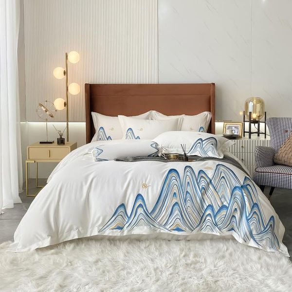 

bedding sets luxury embroidered set 600tc egyptian cotton silky soft  king size sheet pillowcases duvet cover 4pcs for home