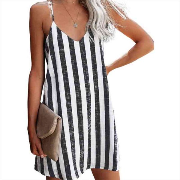

6 colors s-3xl summer oversized women loose twill striped printed slip mini dress wdc6971, Black;gray
