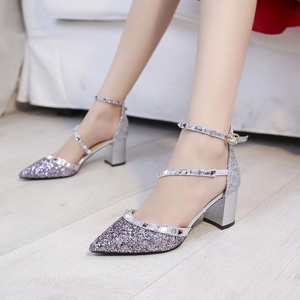 

dress shoes summer women pumps open toe super high heel sandals ladies sequined thin single woman sandalen 2021, Black
