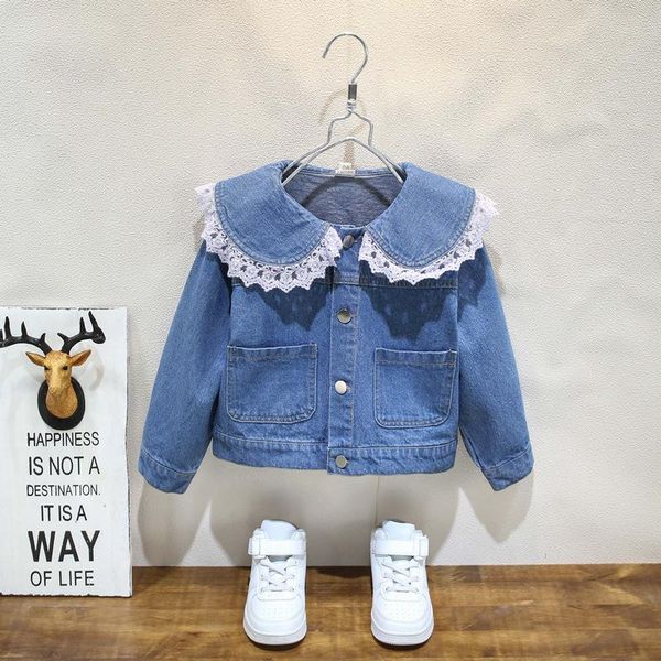 

jackets kids denim for girls baby flower embroidery coats spring autumn fashion child outwear ripped jeans jean, Blue;gray