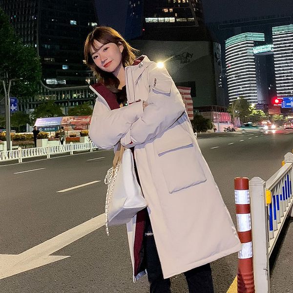 

2021 new fashion medium long women winter jacket warm hooded full sleeve with pocket ladies oversize coats outerwear f0gx, Black