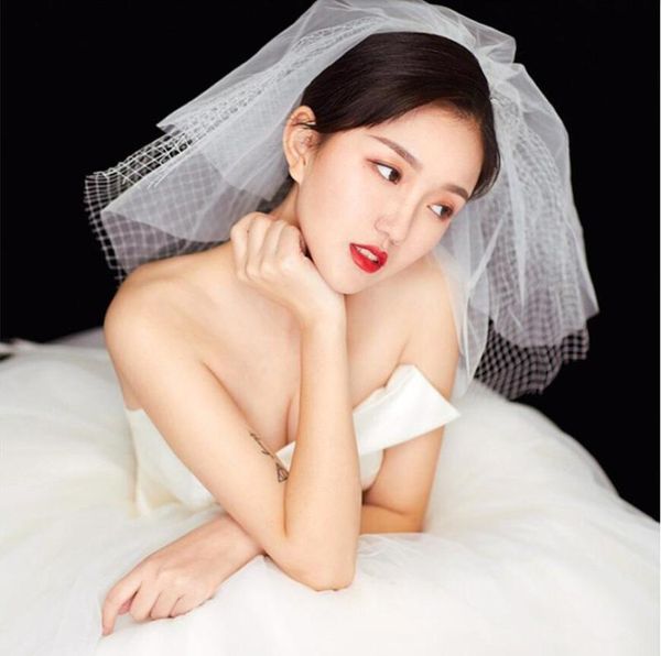 

bridal veils 3t wedding veil short tulle with comb ivory white bride accessories, Black