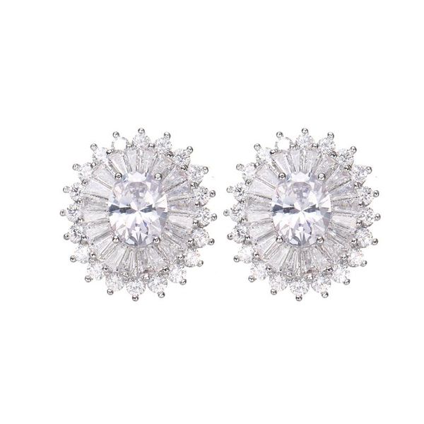 

stud bettyue arrival noble sunflower appearance charming cubic zircon earring women&girls exquisite wedding party delicate gift, Golden;silver