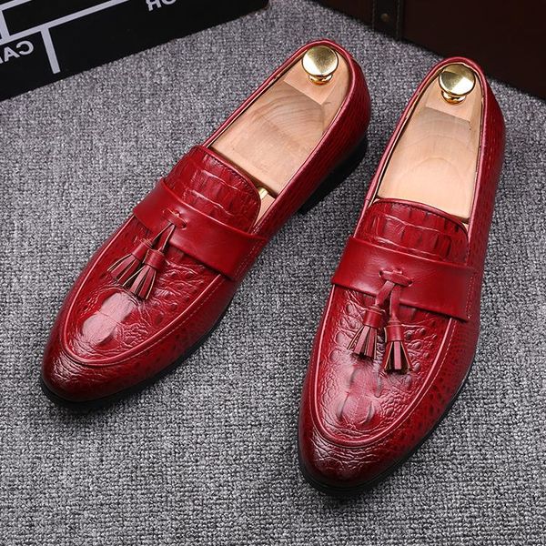 

dress shoes british trend men's tassel pointed oxford male moccasins wedding prom homecoming office shoe sapato social masculino, Black