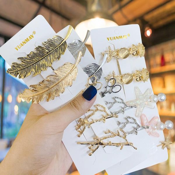 

hair accessories 1set retro clips for women moon/starfish/stars crystal hairpins geometric metal barrettes accessoires