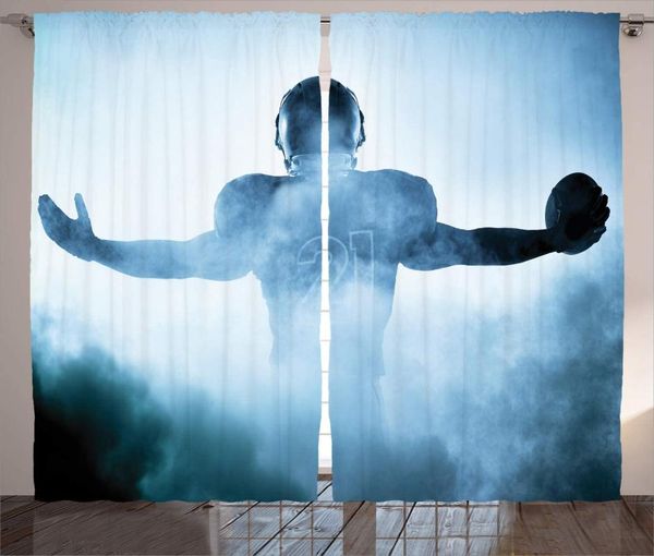 

curtain & drapes sport curtains heroic shaped rugby player silhouette shadow standing fog playground global sports po kids room window