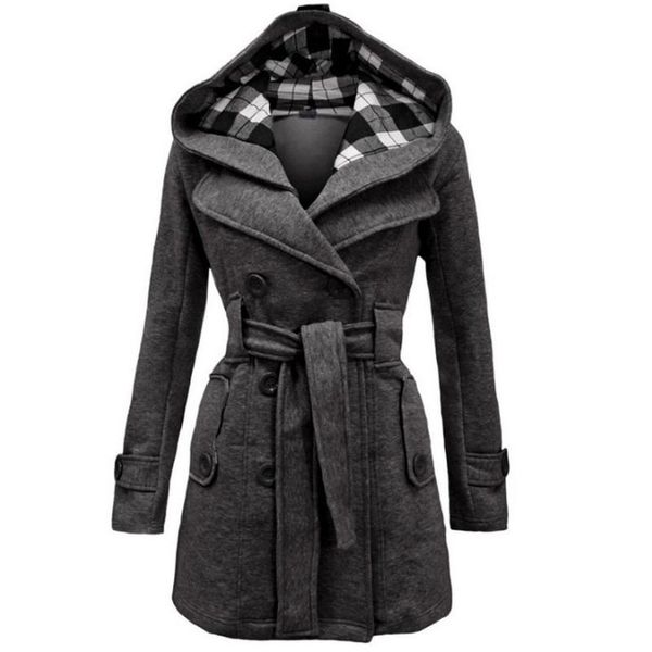 

women's jackets womens warm winter jacket hooded long sections coat belt double breasted fashion female windbreaker punk parkas #40, Black;brown