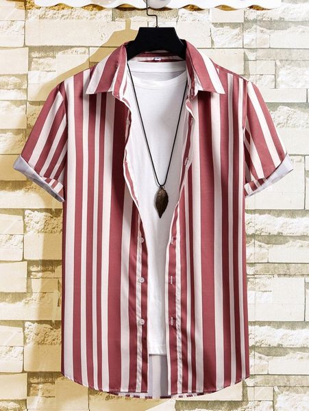 

men vertical striped shirt without tee 16q7#, White;black