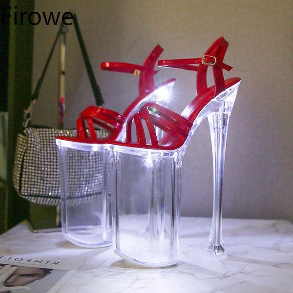 

sandals women's clear transparent platform luminous high heel shoes nightclub heels car model catwalk pole dance 26cm, Black