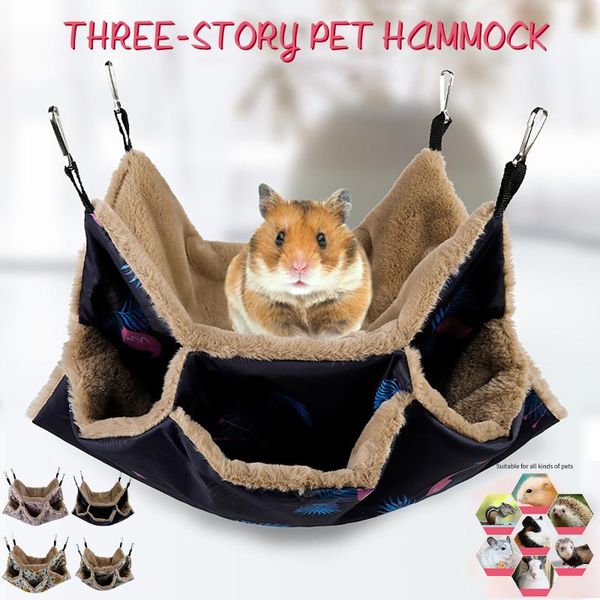 

small pet hammock double-layer plush soft winter warm hanging nest sleeping bed small pets hamster squirrel chinchilla house