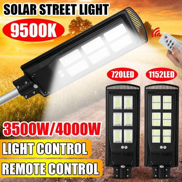 

solar lamps 3500w 4000w led street light radar pir motion sensor lamp with remote controller for outdoor garden patio lighting