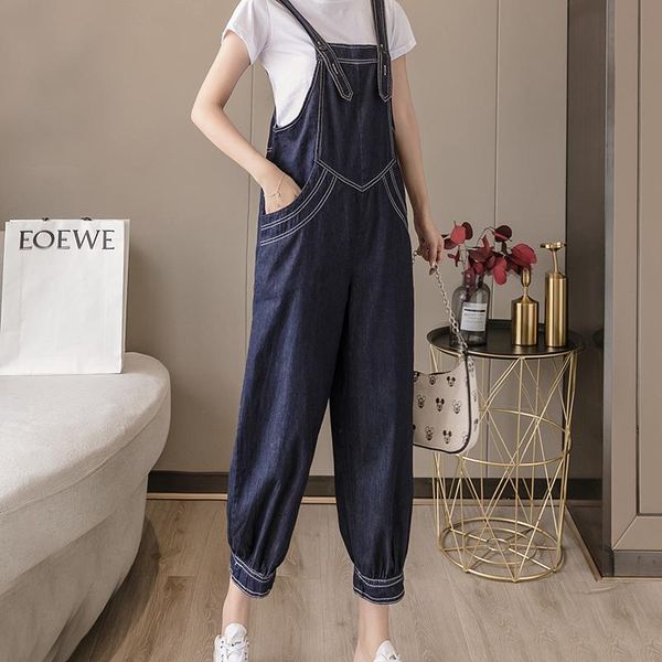 

women's shorts net red denim suspenders summer thin small straight tube loose and large size blue jumpers, White;black