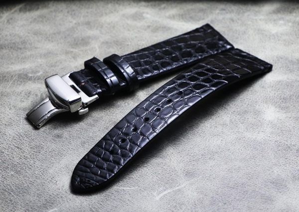 

watch bands genuine crocodile leather watchband 16mm 18mm 19mm 20mm 21mm 22mm watches strap coffee black butterfly buckle band, Black;brown