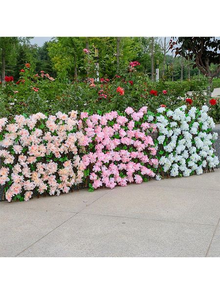 

adjustable retractable fence artificial leaf flower fade protected privacy hedging wall landscaping garden fence balcony