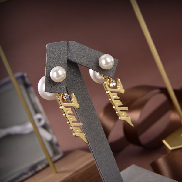 

special offer 70% off luxury jewelry 2021 new english letter double sided pearl earrings for women nqm0, Golden;silver