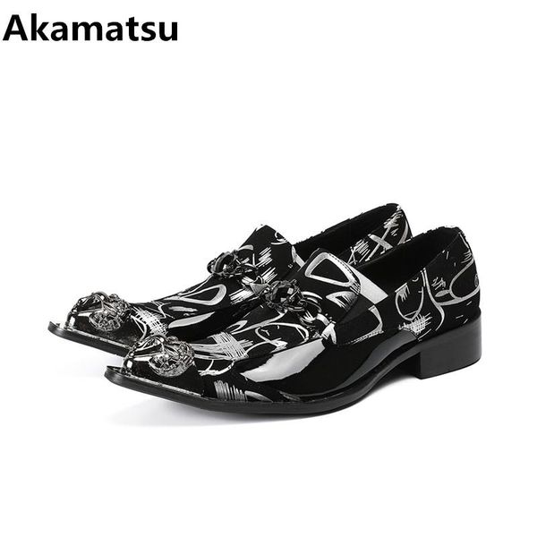 

dress shoes mens patent leather black shoes classic metal decor formal office oxford italian loafers pointed toe business men